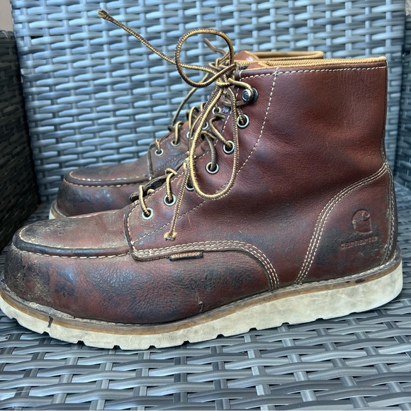 Carhartt Men's Brown Leather  Steel Toe Safety Work Boots Size 12 M Distressed - Picture 17 of 17